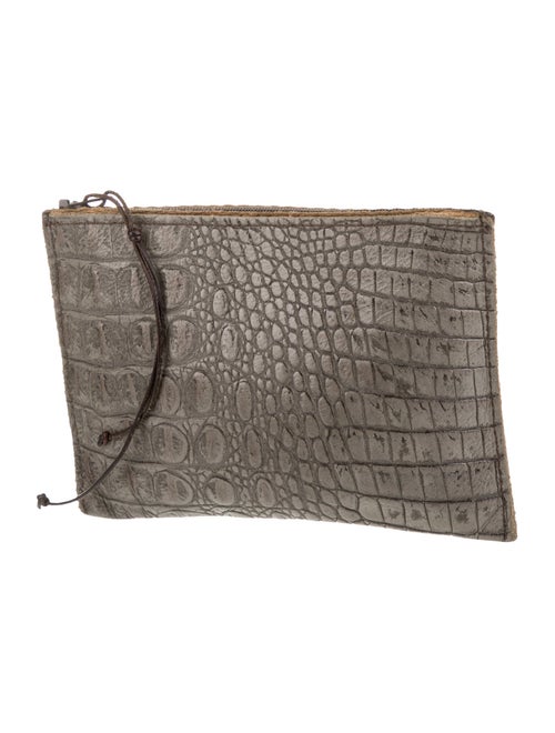 B.May Embossed Leather Clutch
