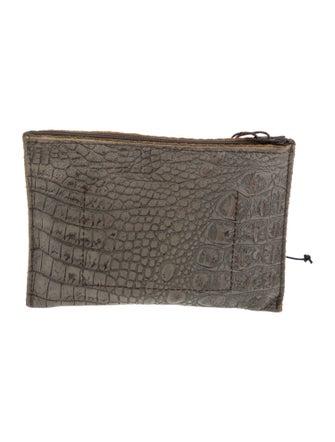 B.May Embossed Leather Clutch