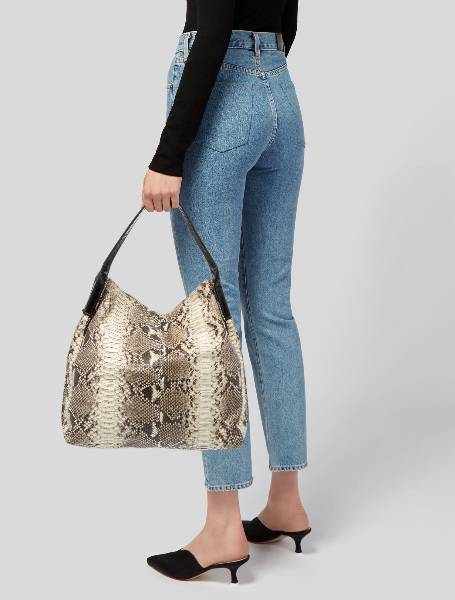 B.May Snakeskin Shoulder Bag