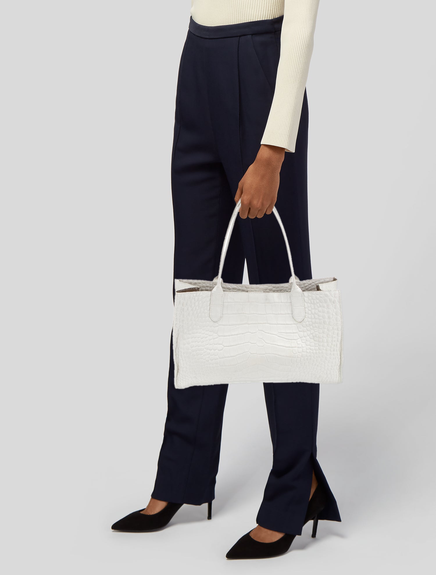 B.May Embossed Leather Tote