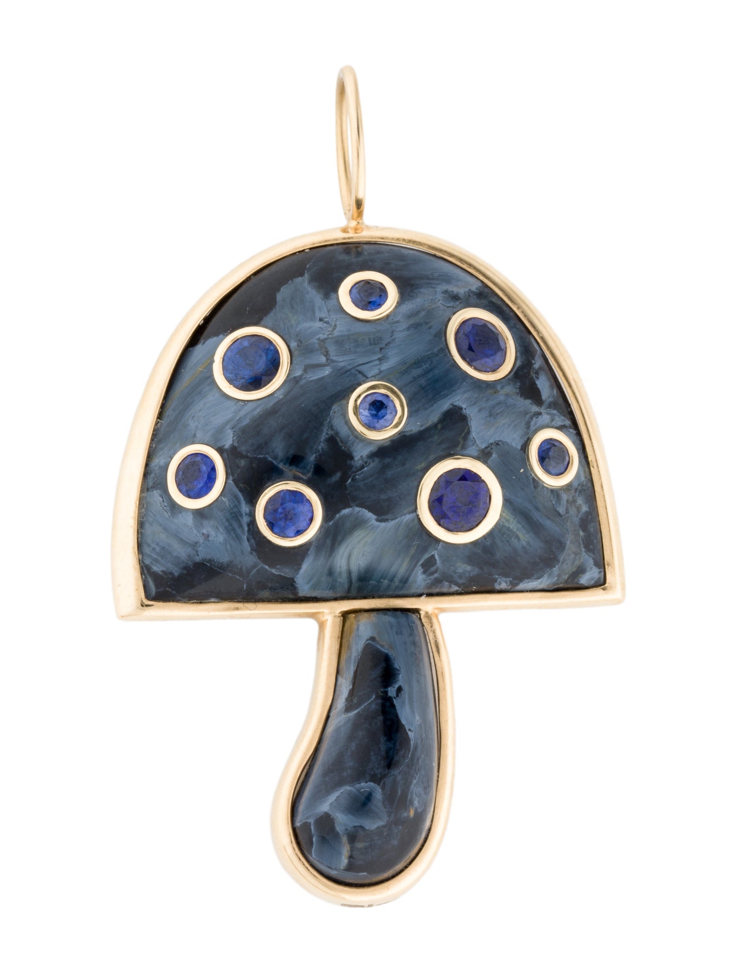Brent Neale 18K 1.24ctw Sapphire & Pietersite Large Magic Mushroom Pendant