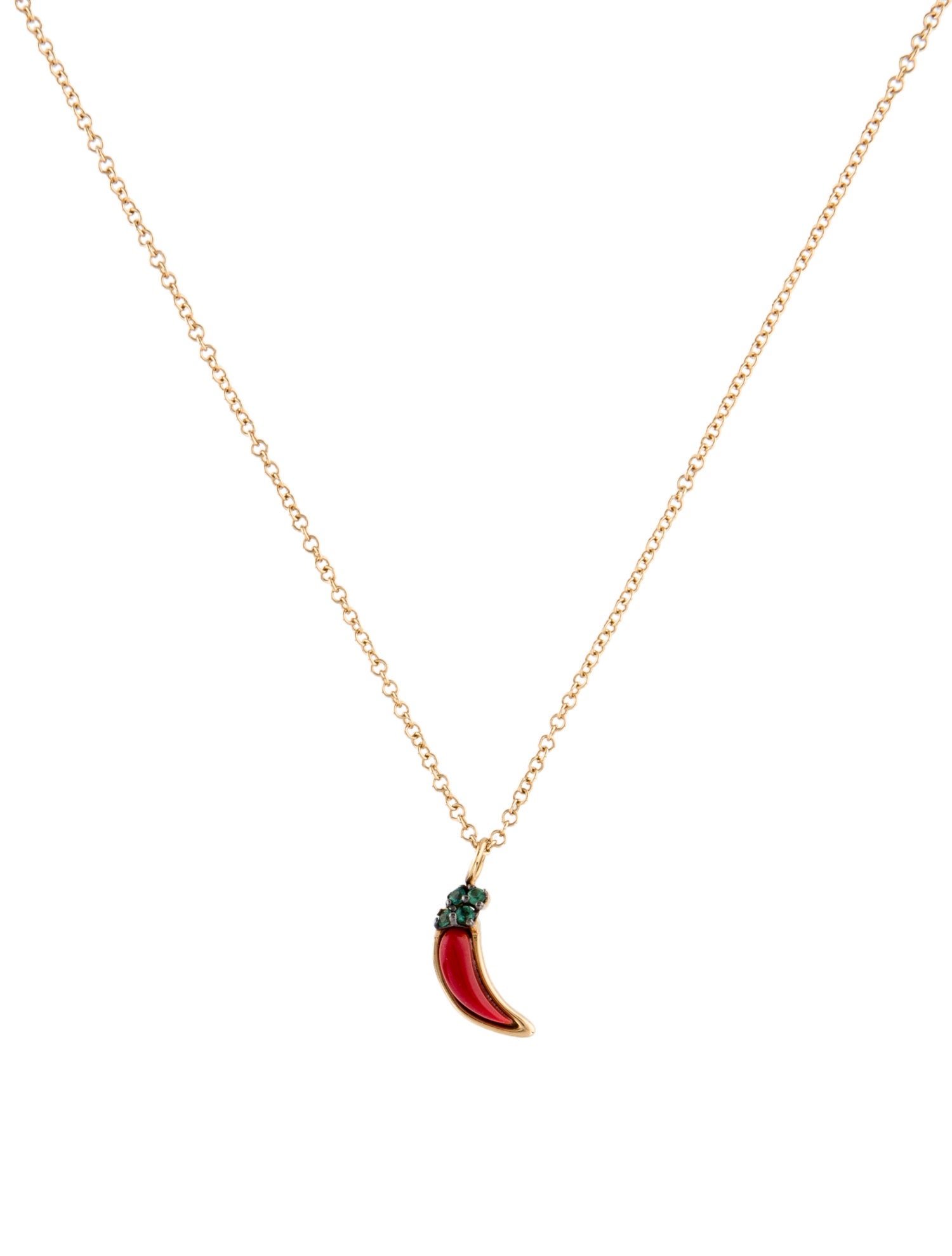 Brent Neale 18K Emerald Mini Chili Pepper Pendant Necklace