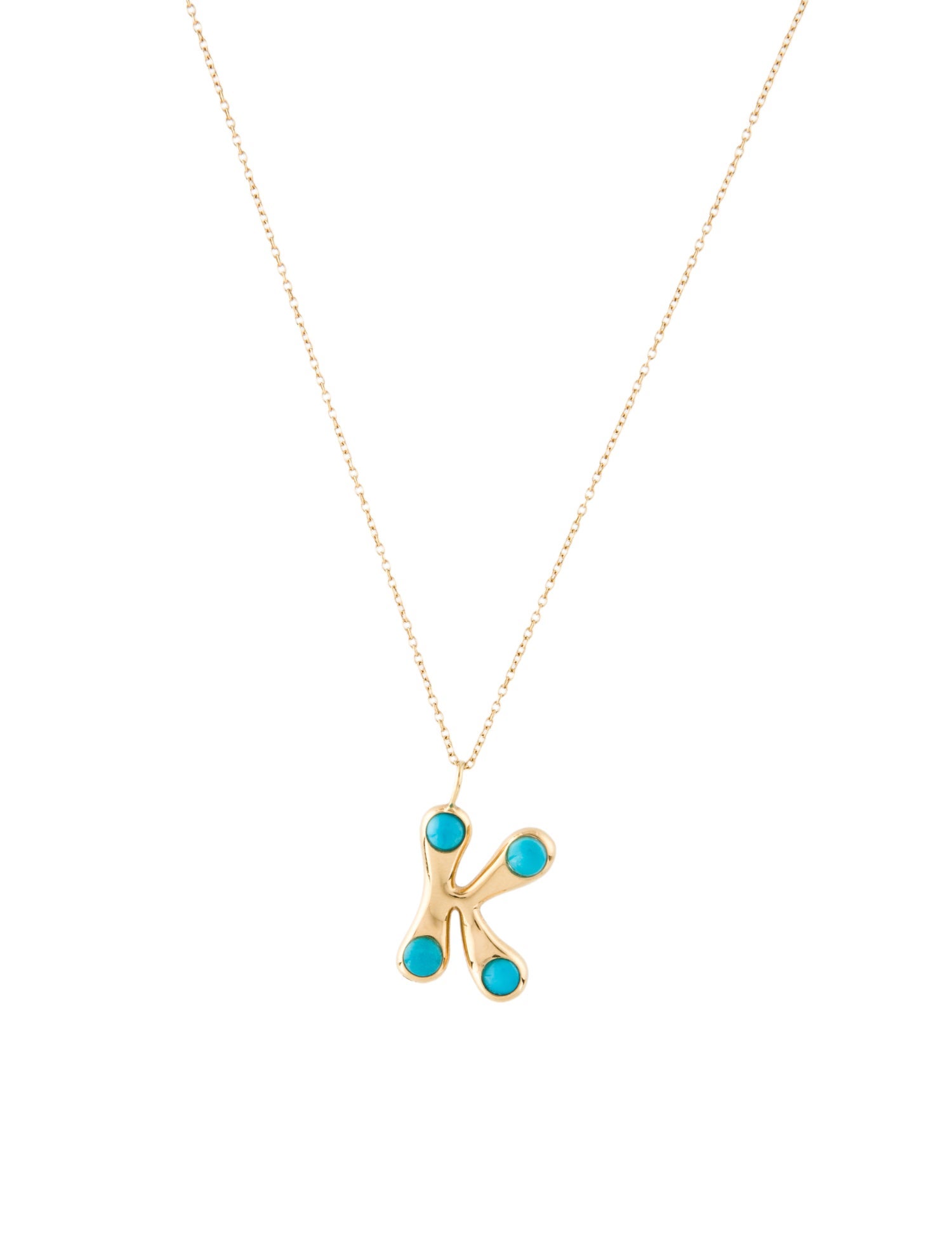 Brent Neale 18K Turquoise 'K' Pendant Necklace