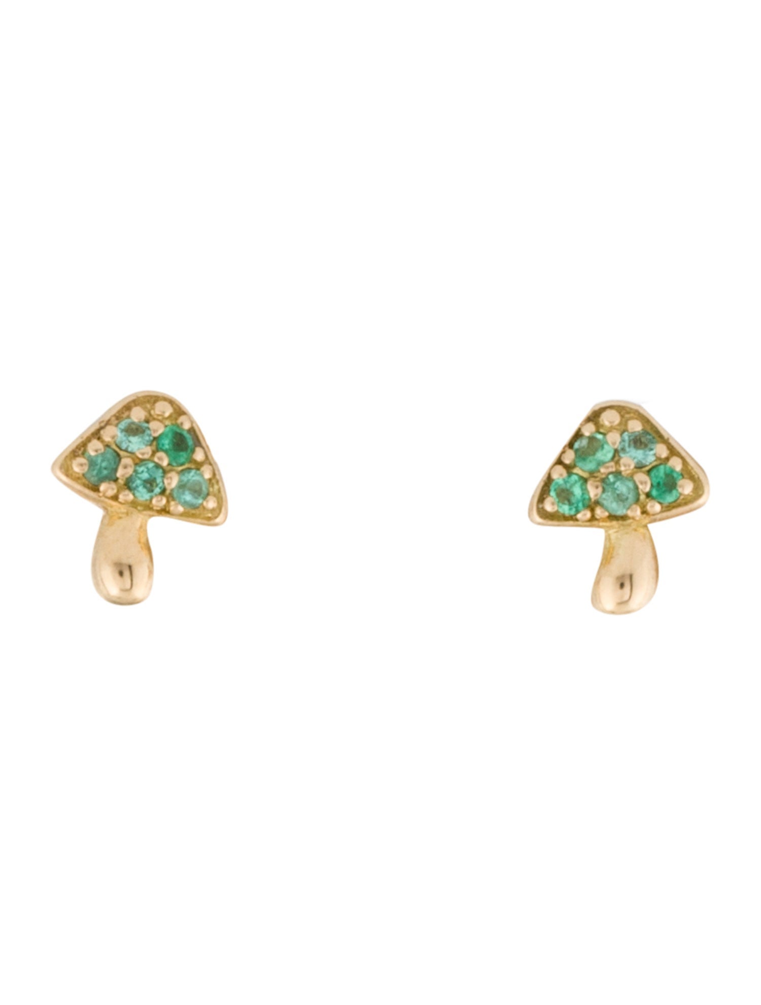 Brent Neale 18K Emerald Micro Mushroom Stud Earrings