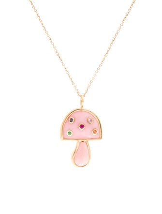 Brent Neale 18K Opal, Sapphire, Ruby and Emerald Mushroom Pendant Necklace