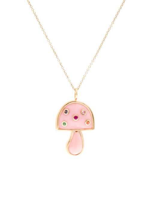 Brent Neale 18K Opal, Sapphire, Ruby and Emerald Mushroom Pendant Necklace