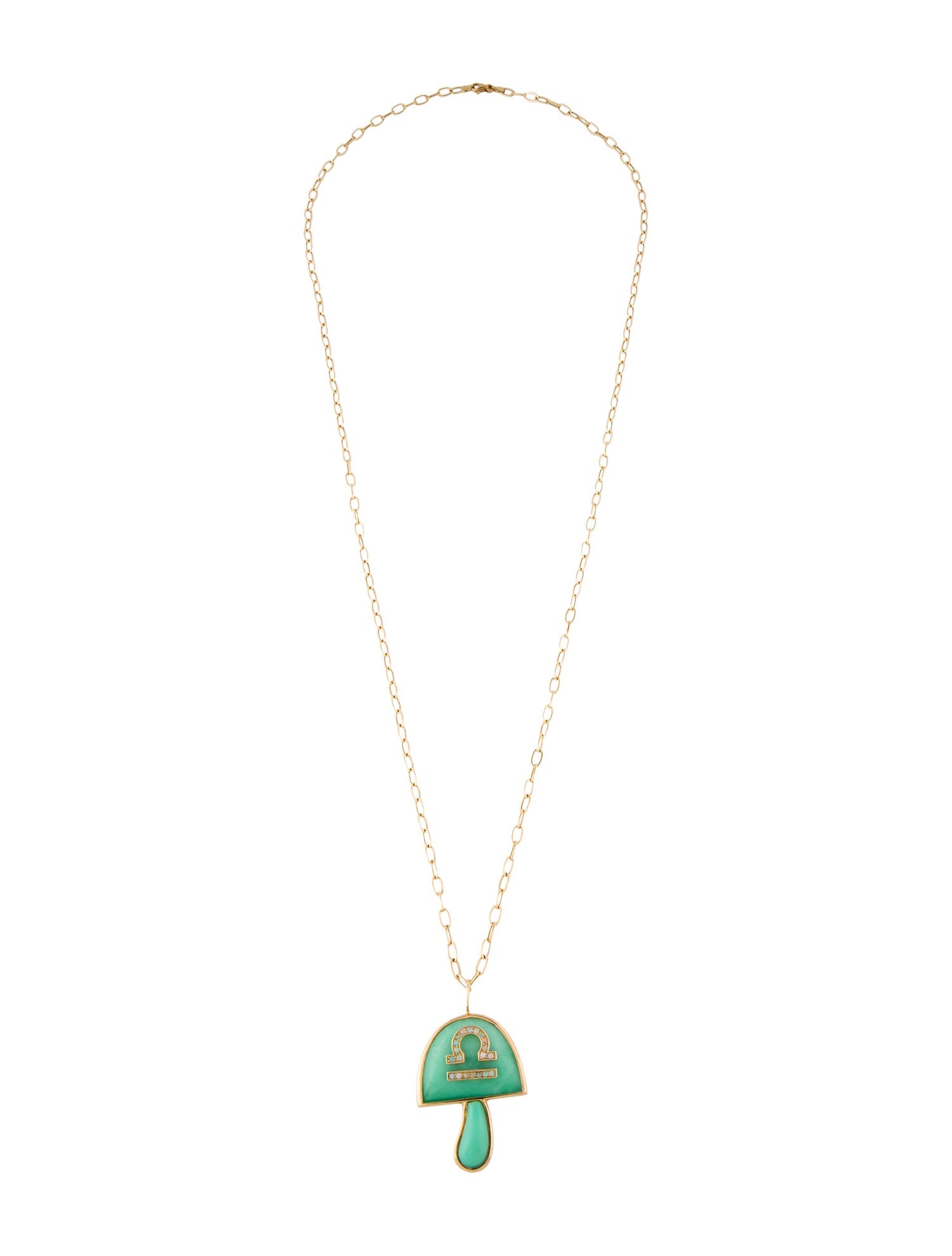 Brent Neale 18K Chrysoprase & Opal Magic Mushroom Libra Pendant Necklace
