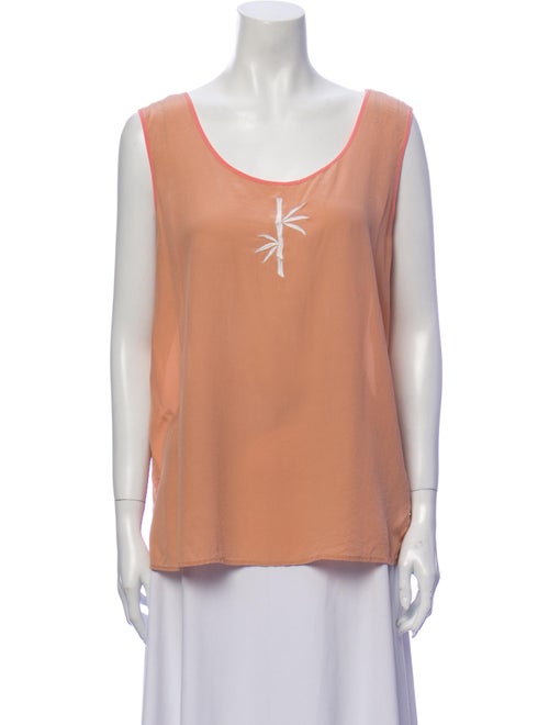 Bob Mackie Silk Scoop Neck Top Pink