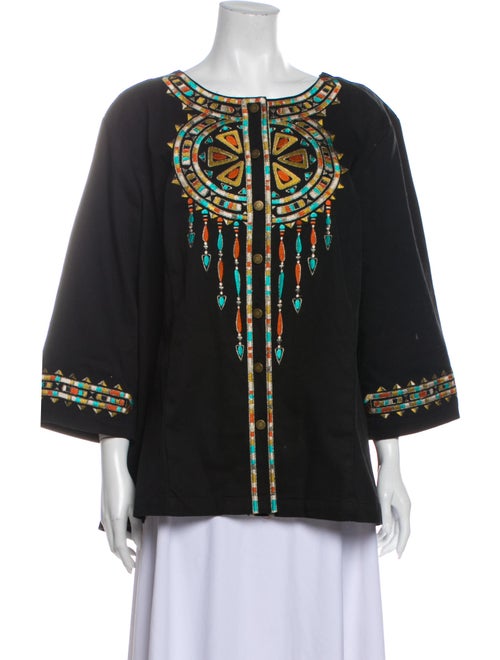 Bob Mackie Printed Evening Jacket Black