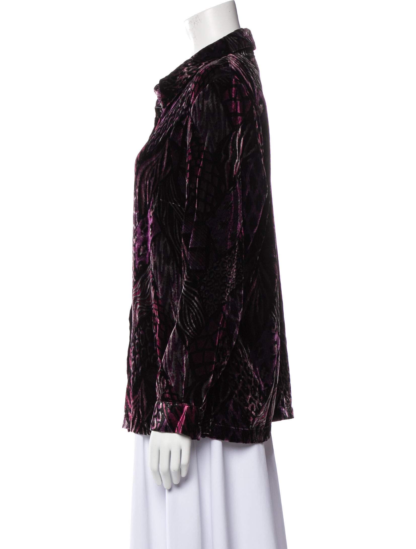 Bob Mackie Animal Print Long Sleeve Button-Up Top