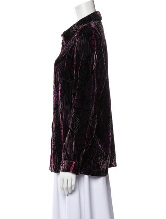 Bob Mackie Animal Print Long Sleeve Button-Up Top