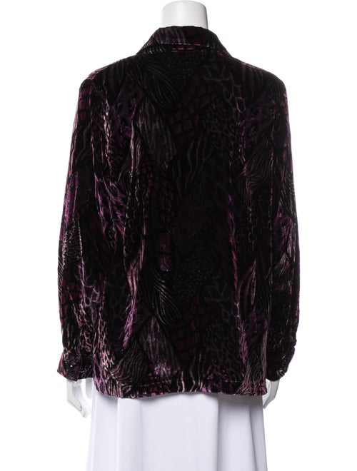 Bob Mackie Animal Print Long Sleeve Button-Up Top