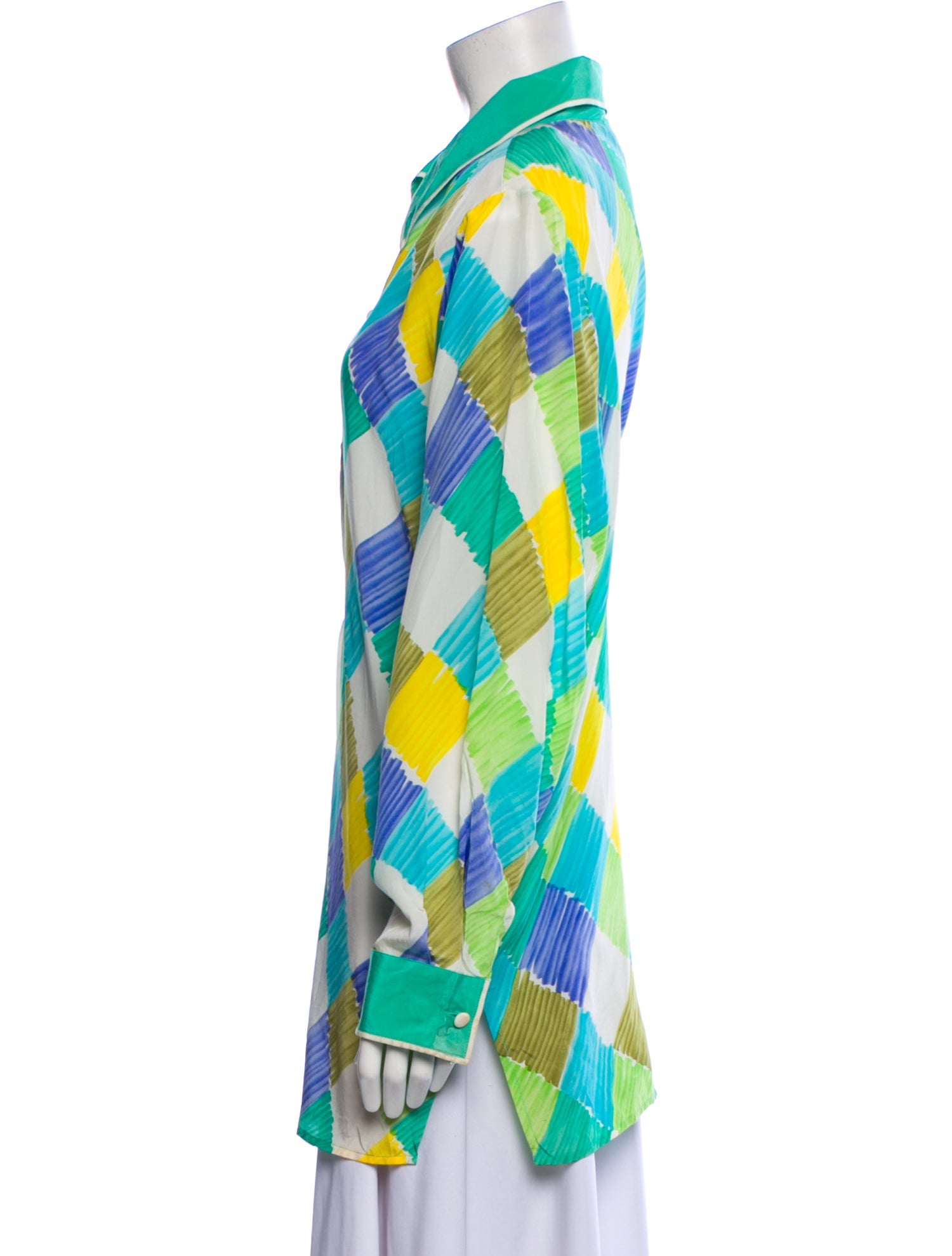 Bob Mackie Silk Plaid Print Tunic