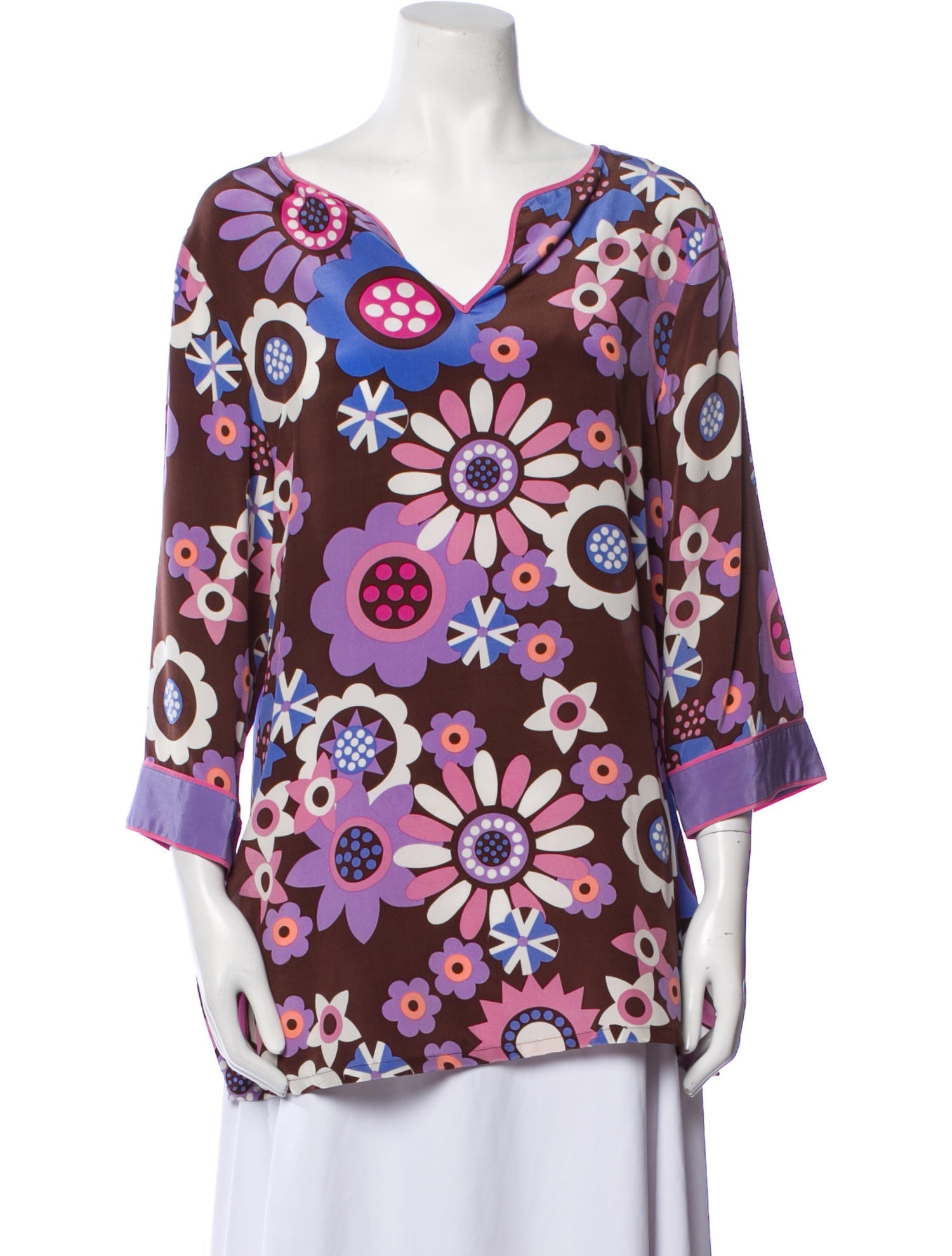 Bob Mackie Silk Floral Print Tunic