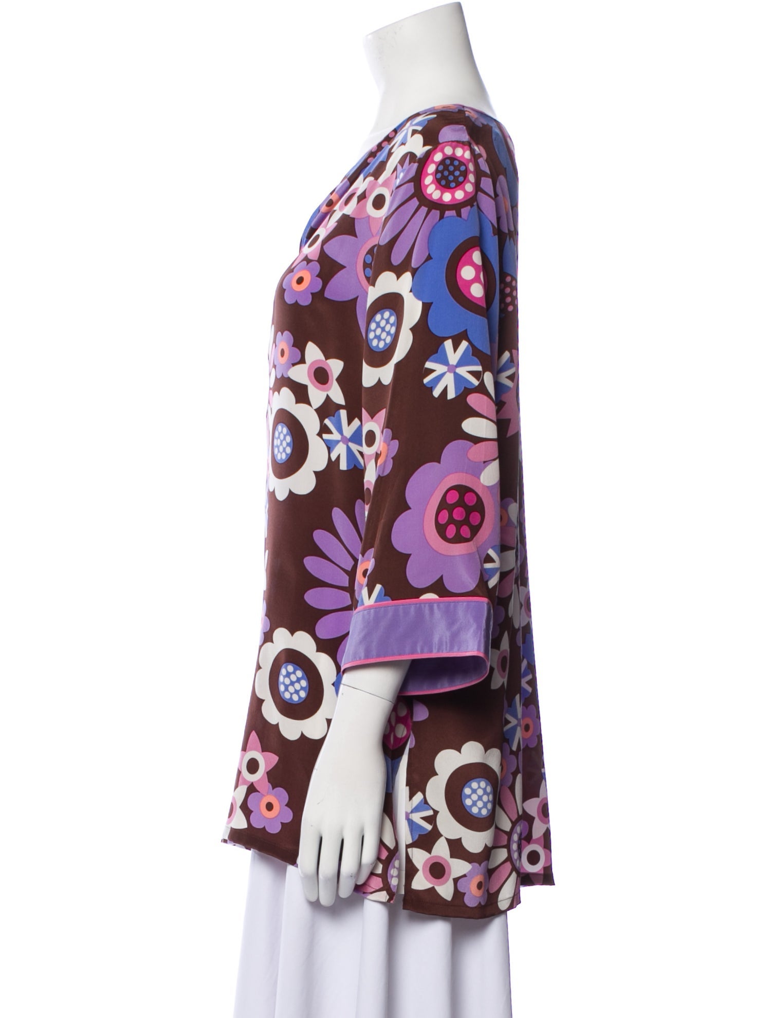 Bob Mackie Silk Floral Print Tunic