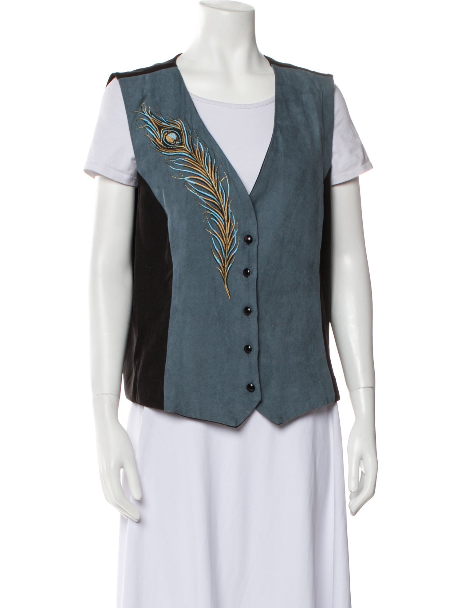 Bob Mackie Velvet Floral Print Vest