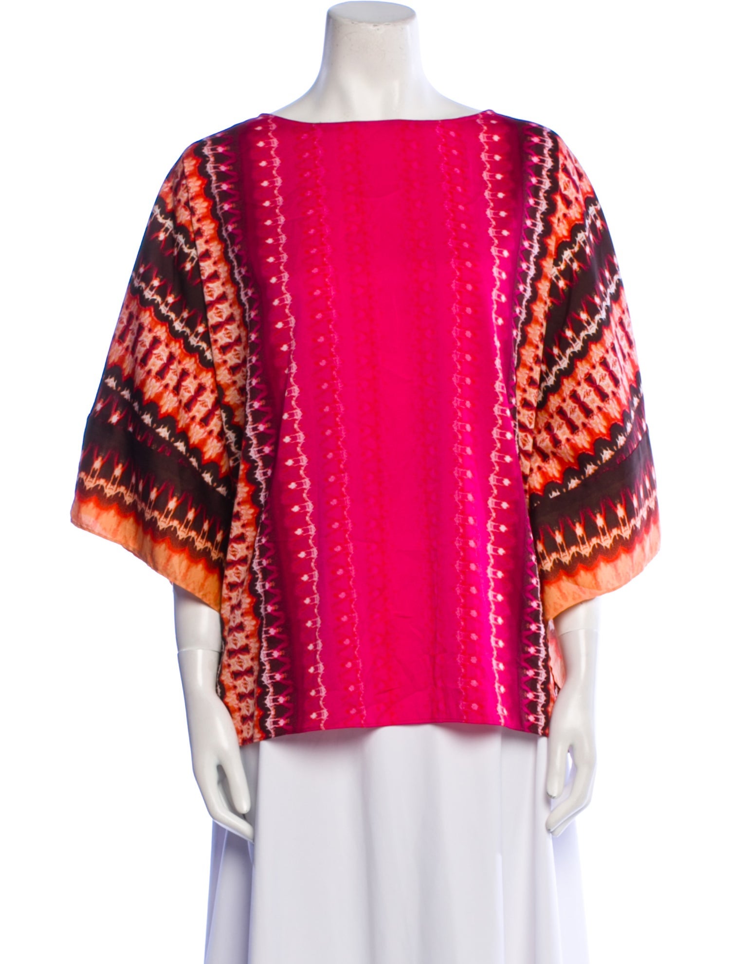 Bob Mackie Printed Bateau Neckline Blouse