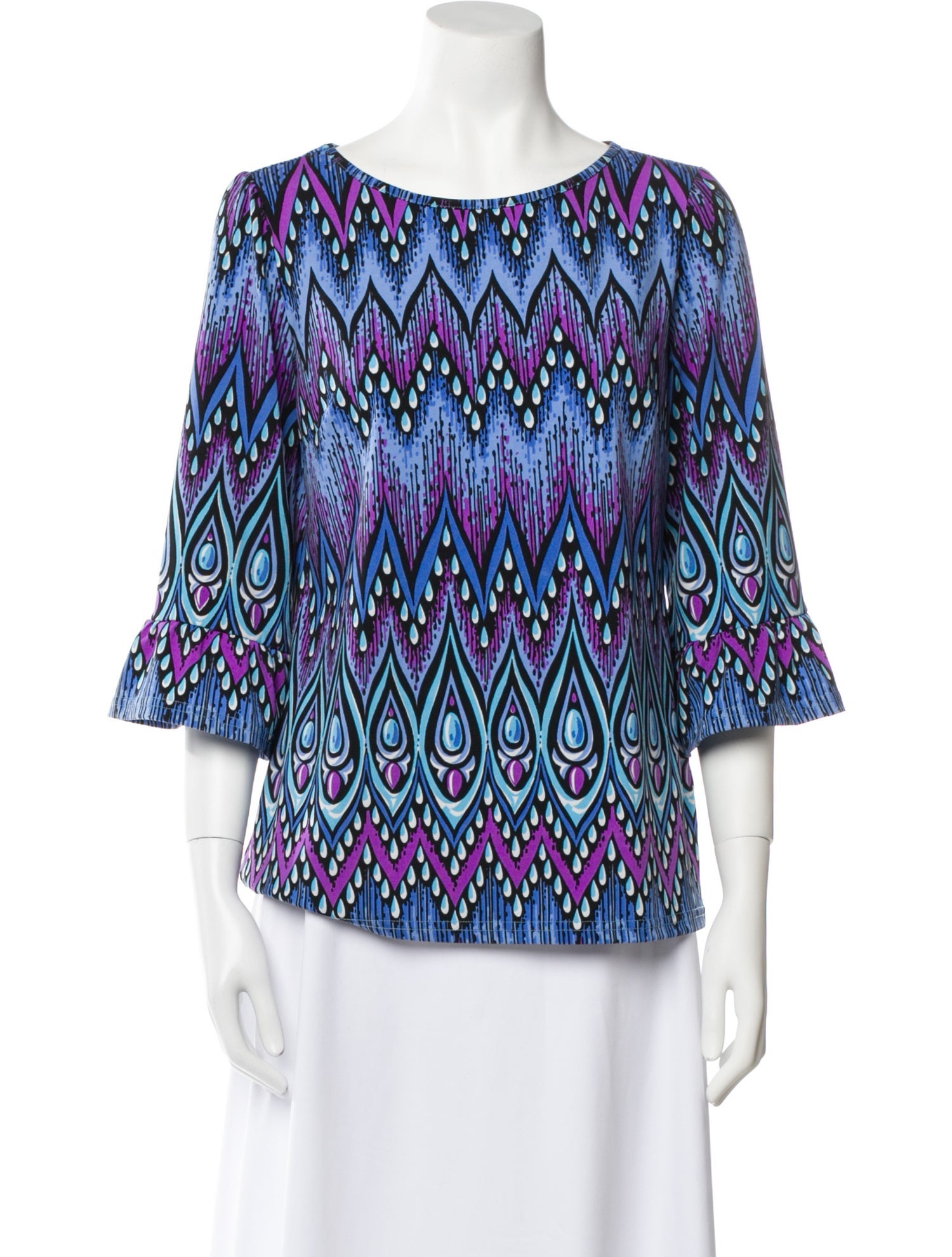 Bob Mackie Printed Bateau Neckline Tunic