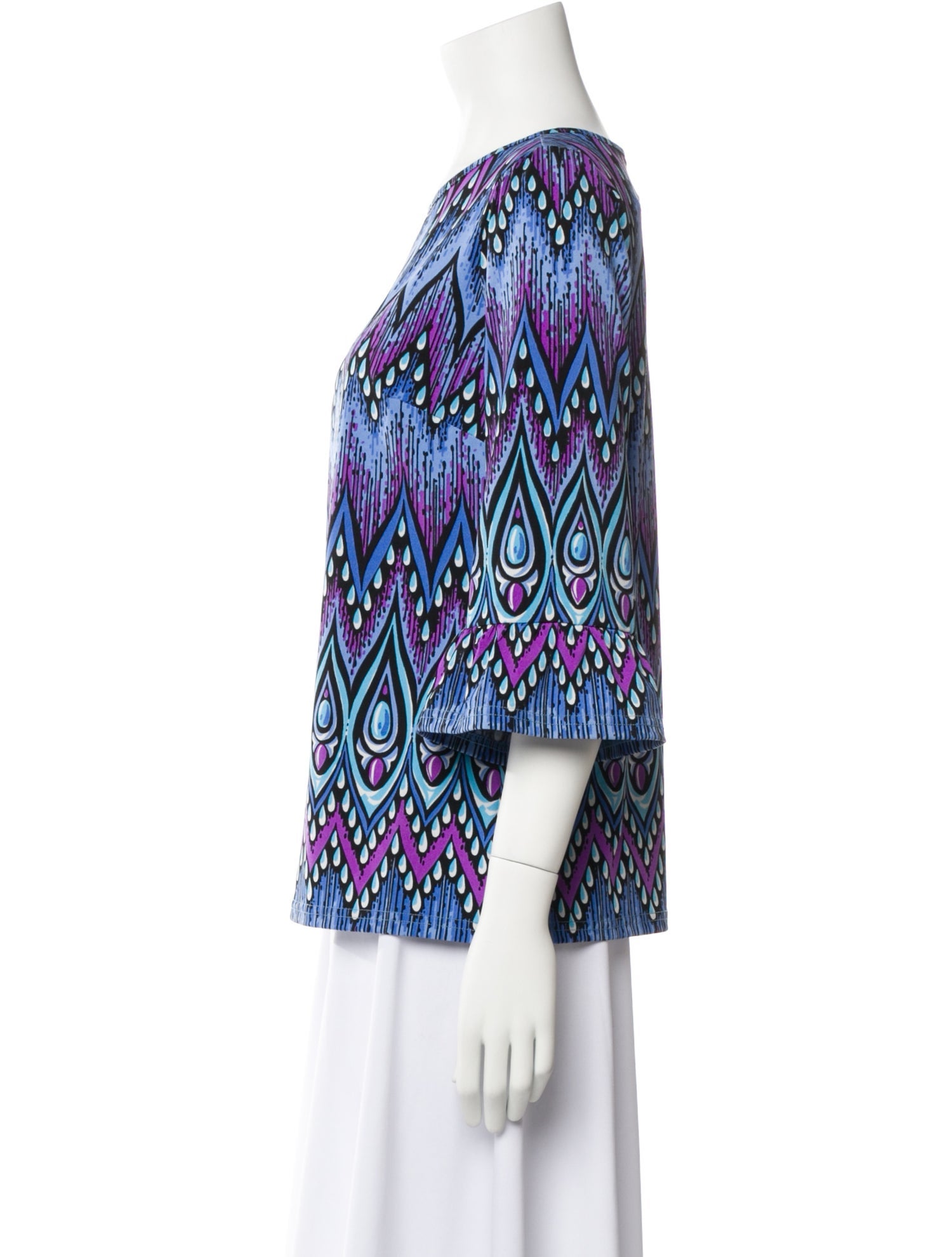 Bob Mackie Printed Bateau Neckline Tunic