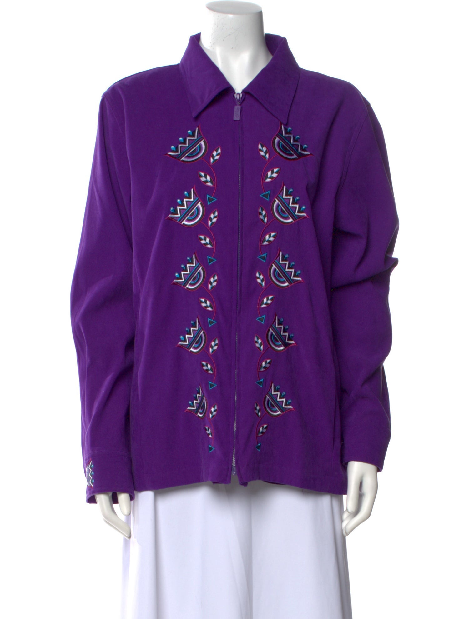 Bob Mackie Printed Long Sleeve Button-Up Top