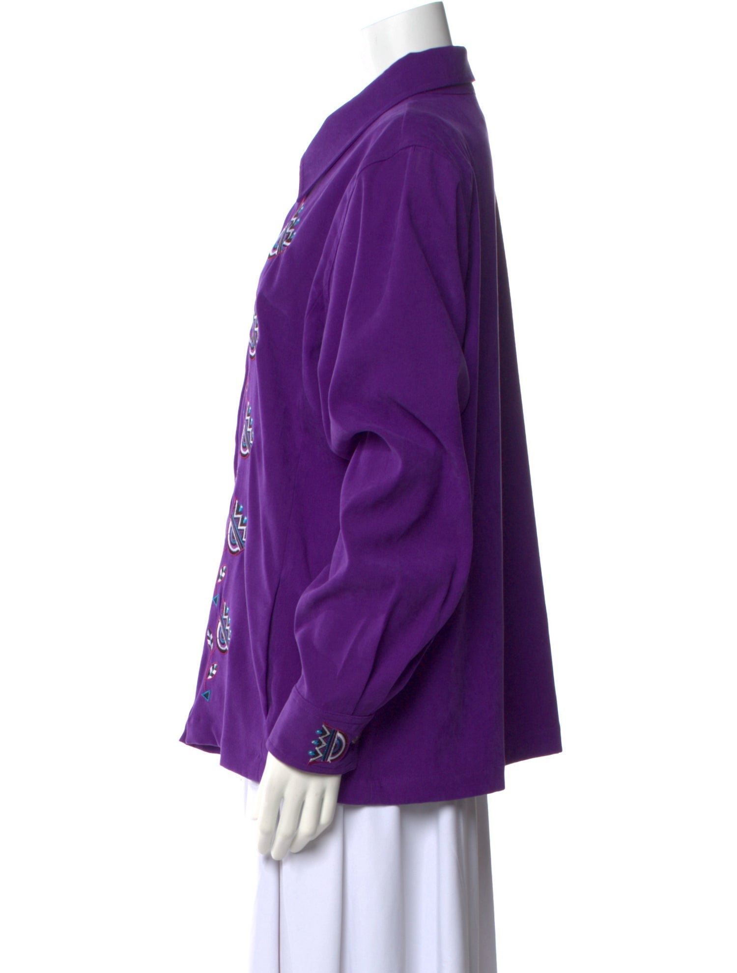 Bob Mackie Printed Long Sleeve Button-Up Top