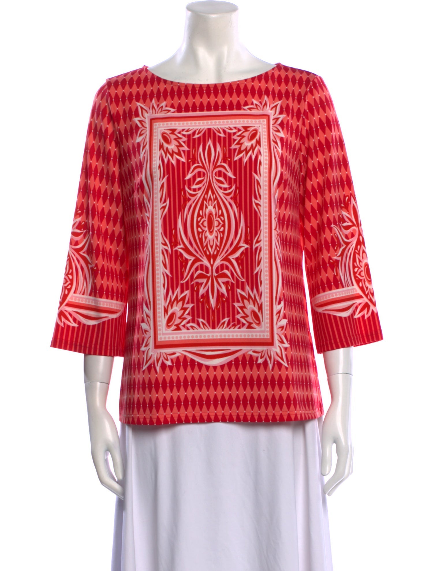 Bob Mackie Printed Bateau Neckline Blouse