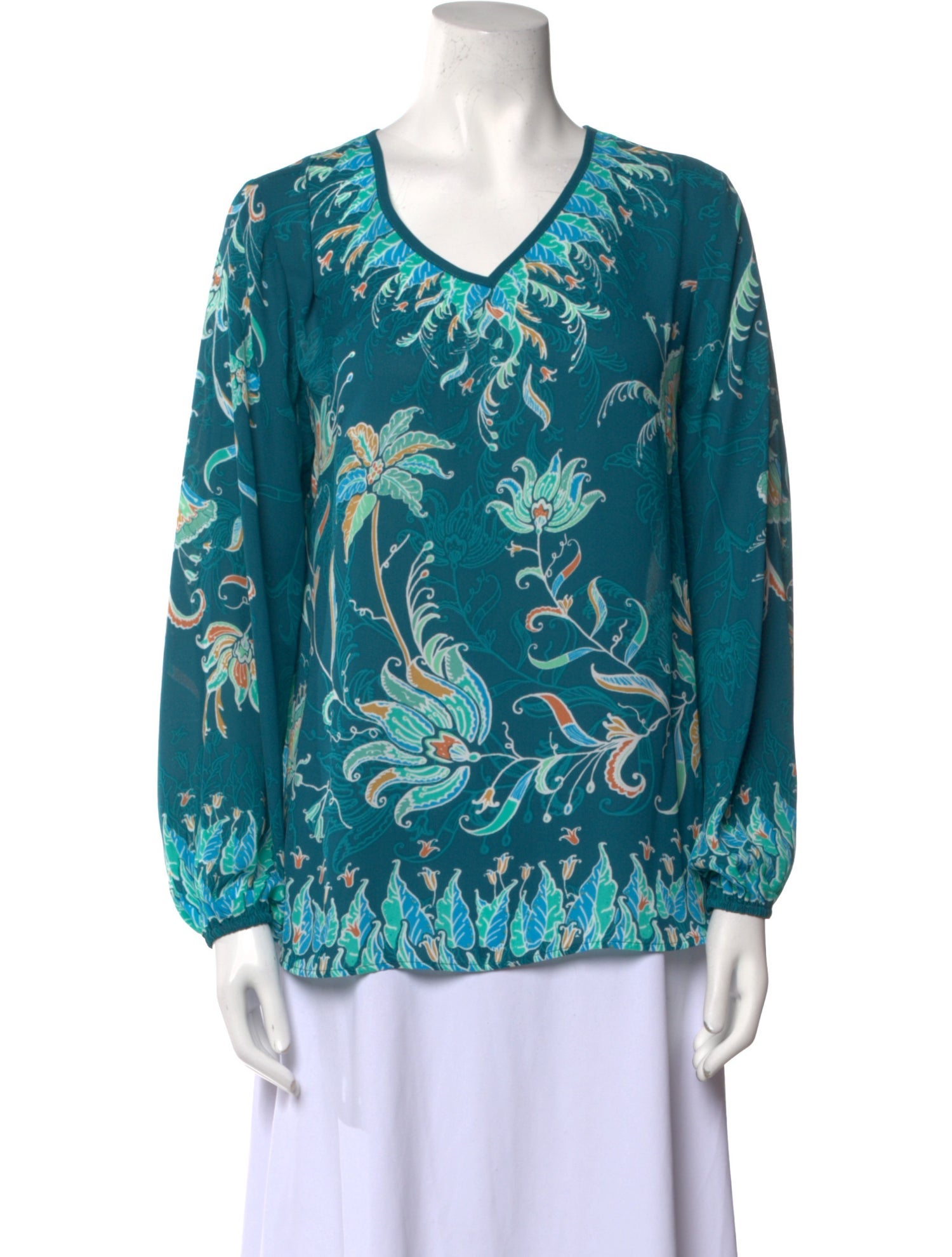 Bob Mackie Printed V-Neck Blouse