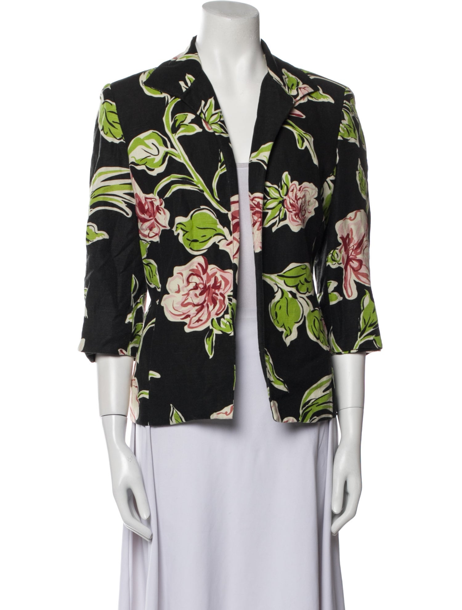 Bob Mackie Linen Floral Print Blazer