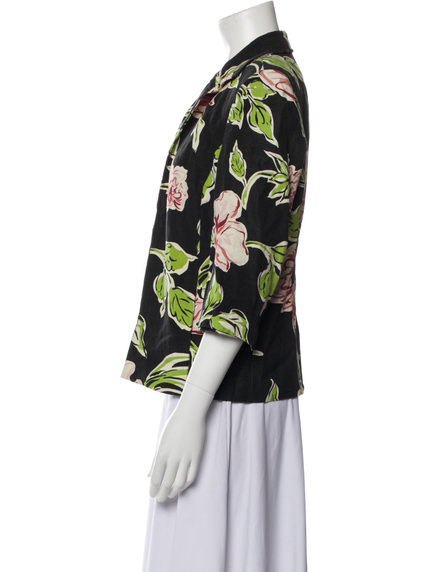 Bob Mackie Linen Floral Print Blazer