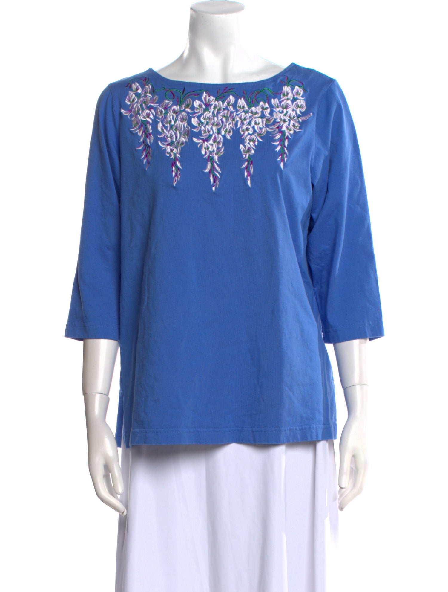 Bob Mackie Bateau Neckline Three-Quarter Sleeve Blouse