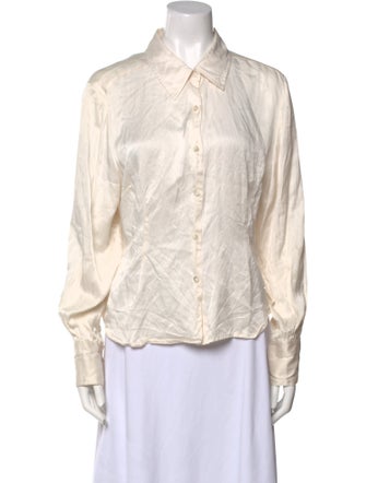 Bob Mackie Silk Long Sleeve Button-Up Top