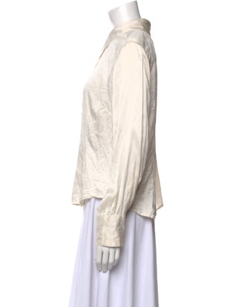Bob Mackie Silk Long Sleeve Button-Up Top