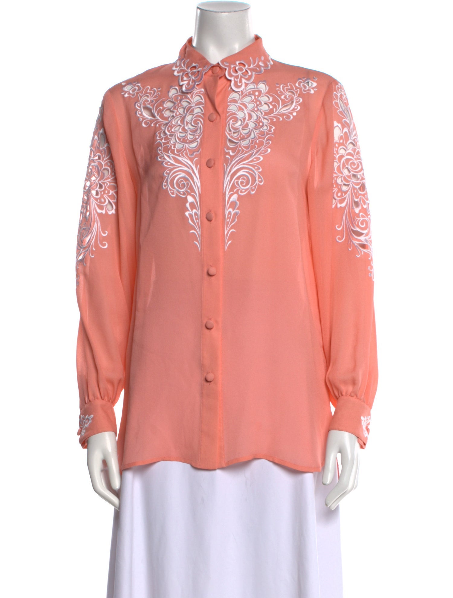 Bob Mackie Silk Printed Button-Up Top