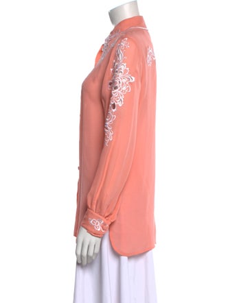 Bob Mackie Silk Printed Button-Up Top