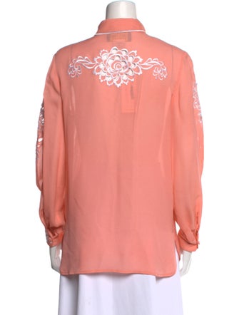 Bob Mackie Silk Printed Button-Up Top