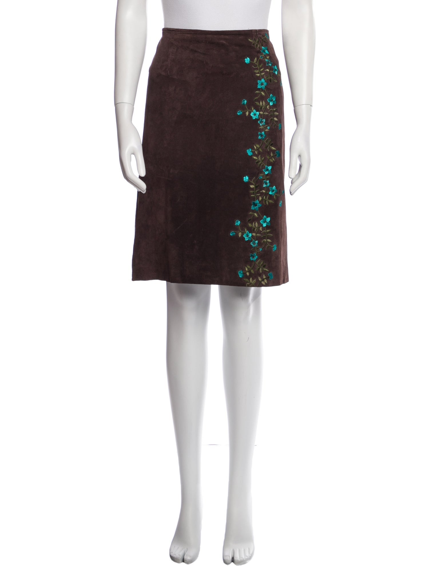 Bob Mackie Leather Knee-Length Skirt