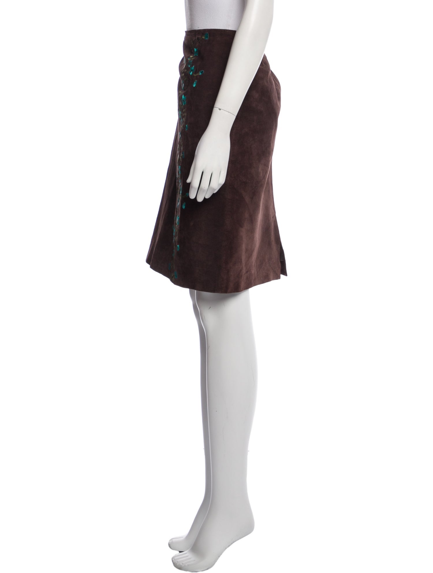 Bob Mackie Leather Knee-Length Skirt