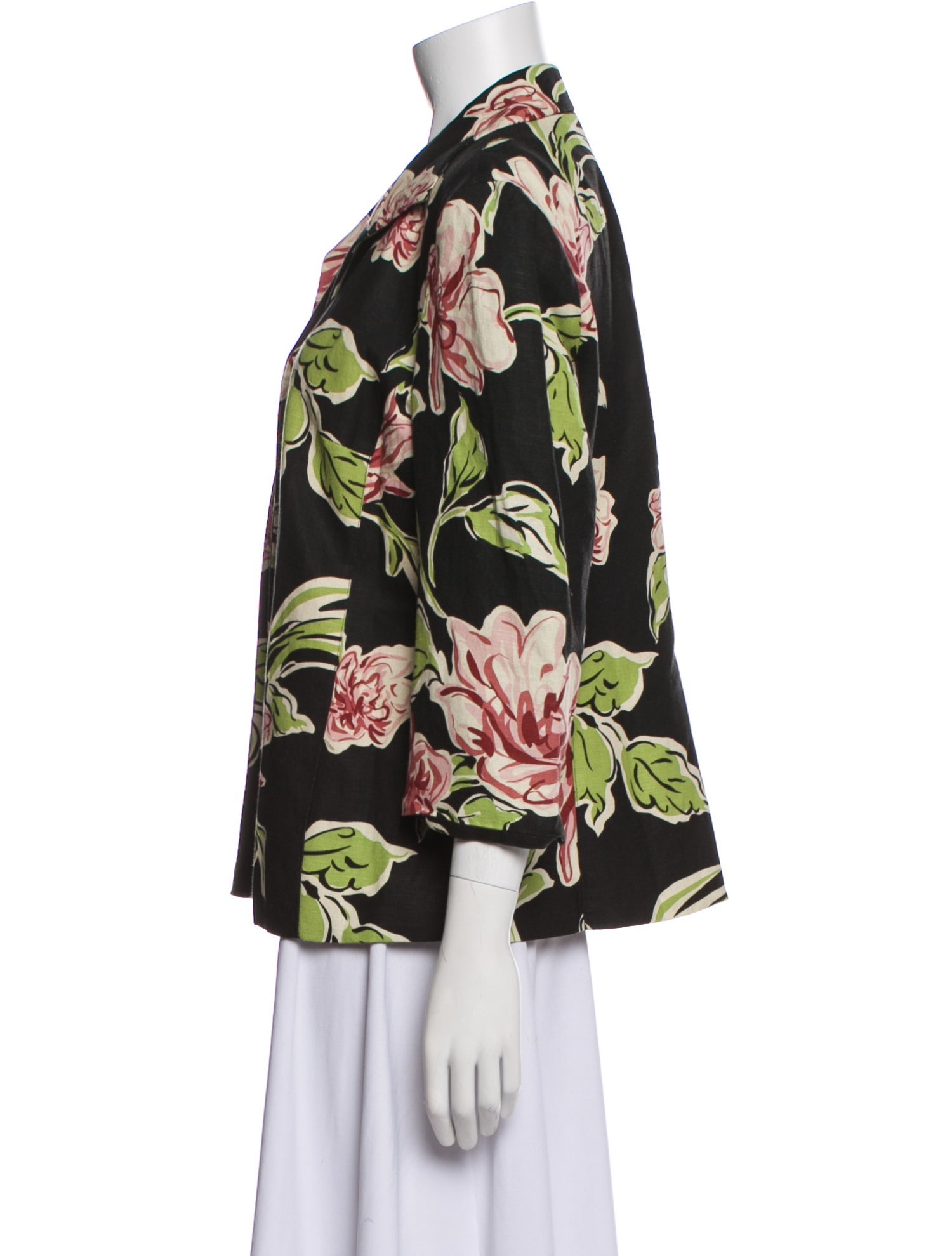 Bob Mackie Linen Floral Print Blazer