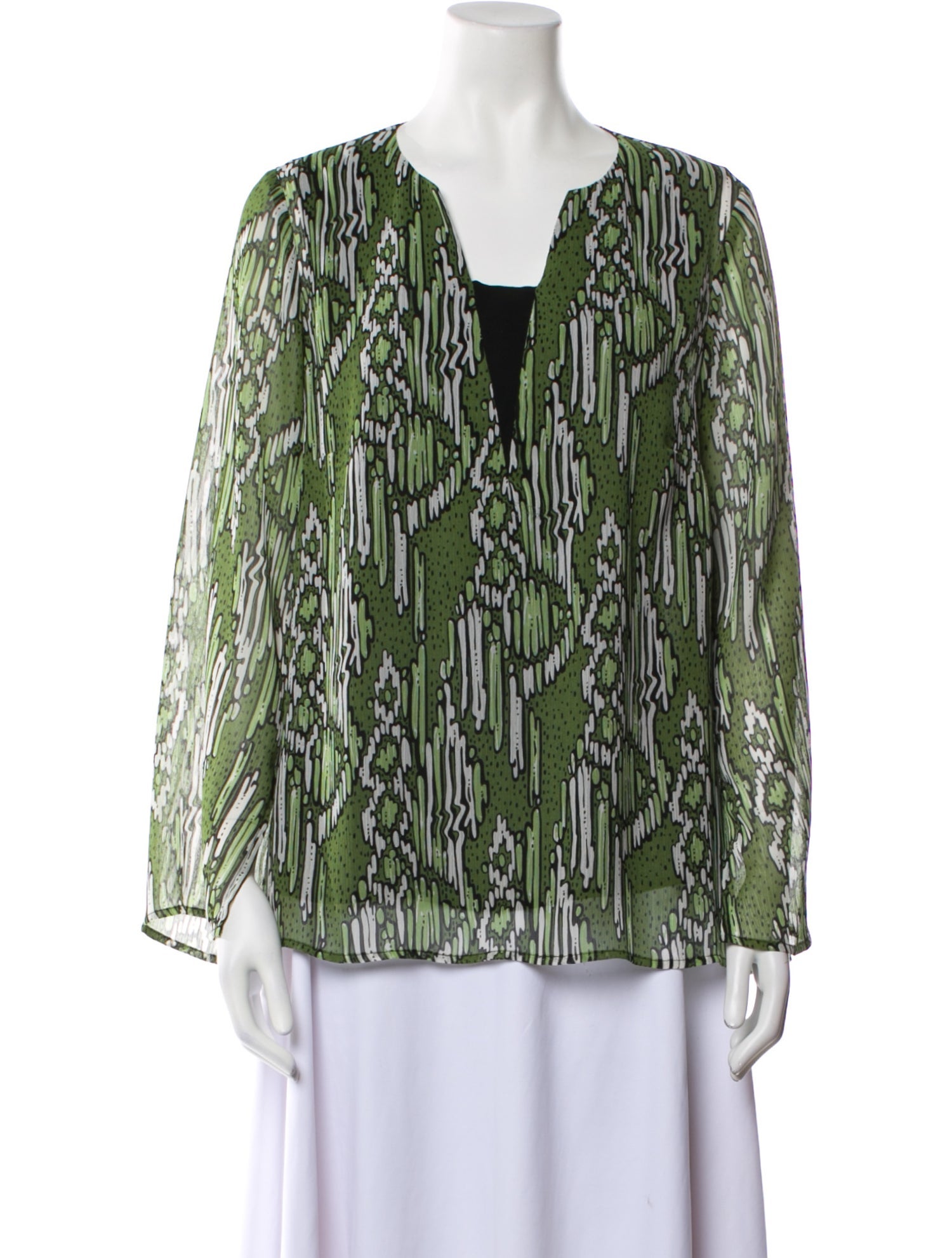 Bob Mackie Printed V-Neck Blouse