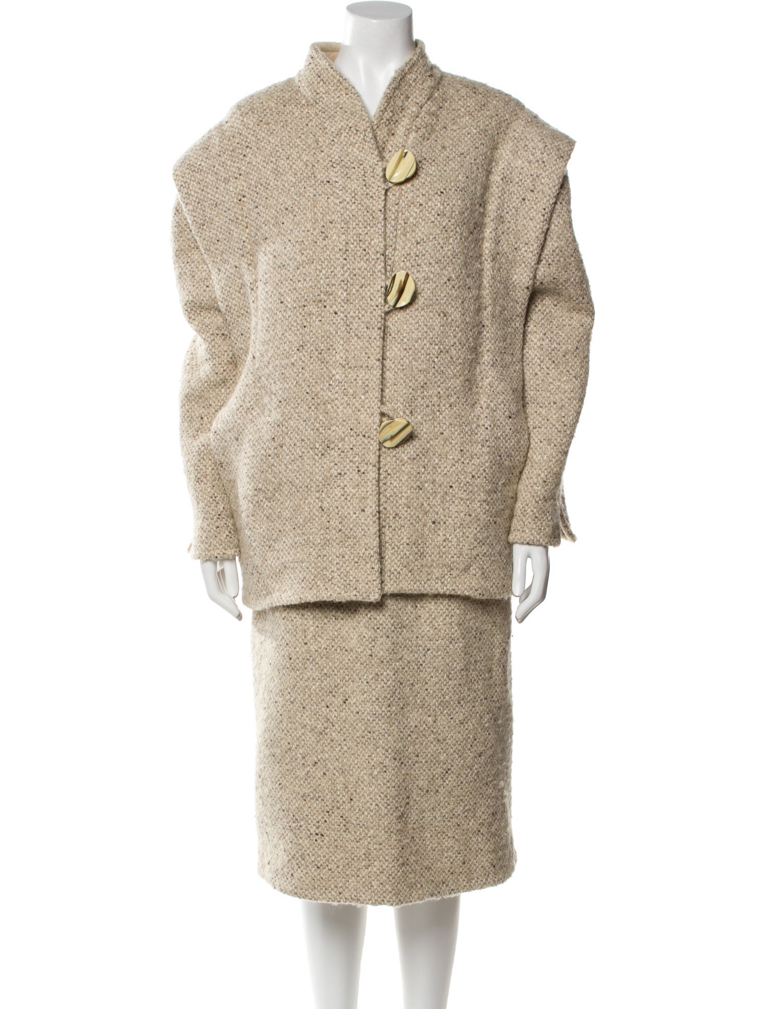 Bob Mackie Wool Tweed Pattern Skirt Set