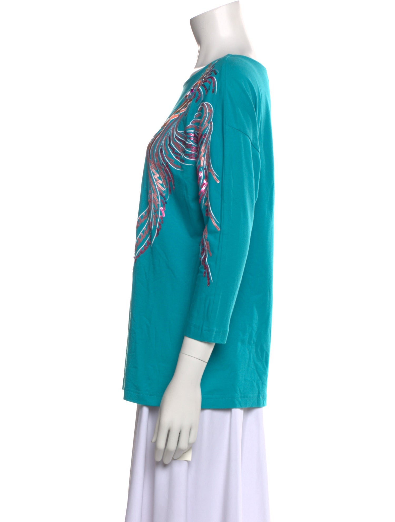 Bob Mackie Bateau Neckline Three-Quarter Sleeve Tunic