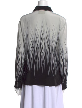 Bob Mackie Silk Graphic Print Button-Up Top