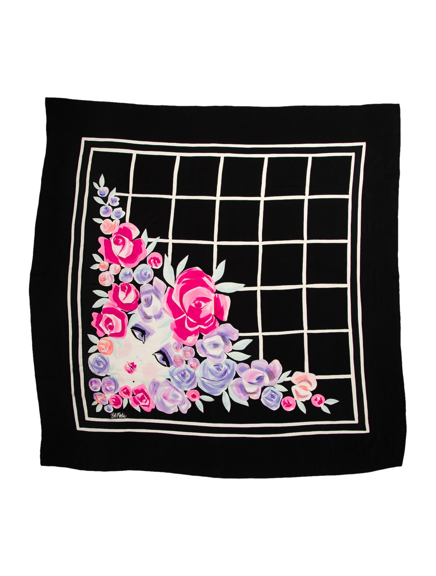 Bob Mackie Gripoix CC Silk Scarf