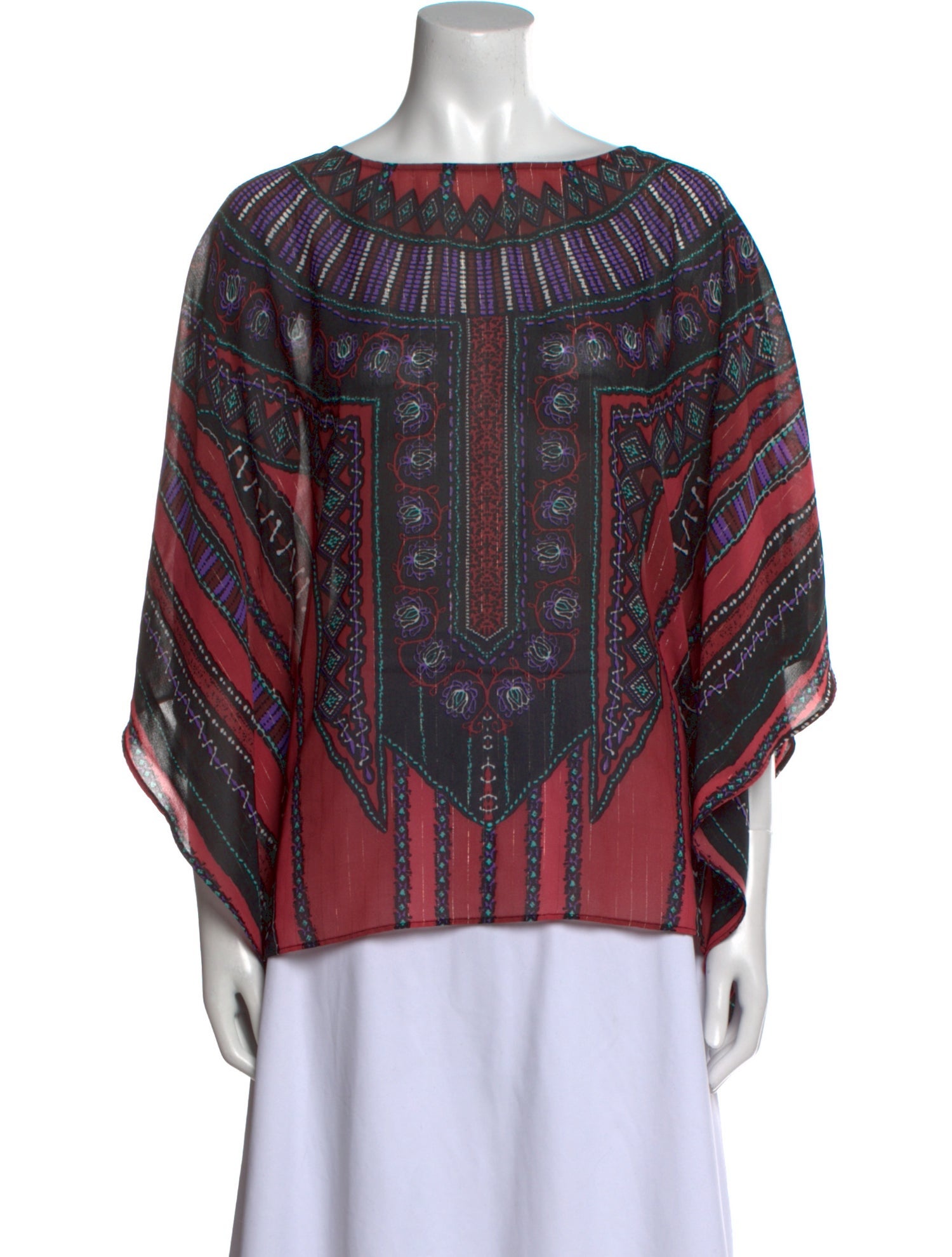 Bob Mackie Printed Scoop Neck Blouse