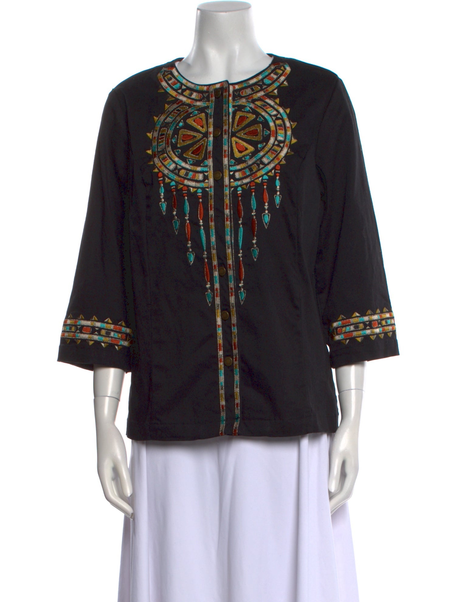 Bob Mackie Printed Crew Neck Blouse