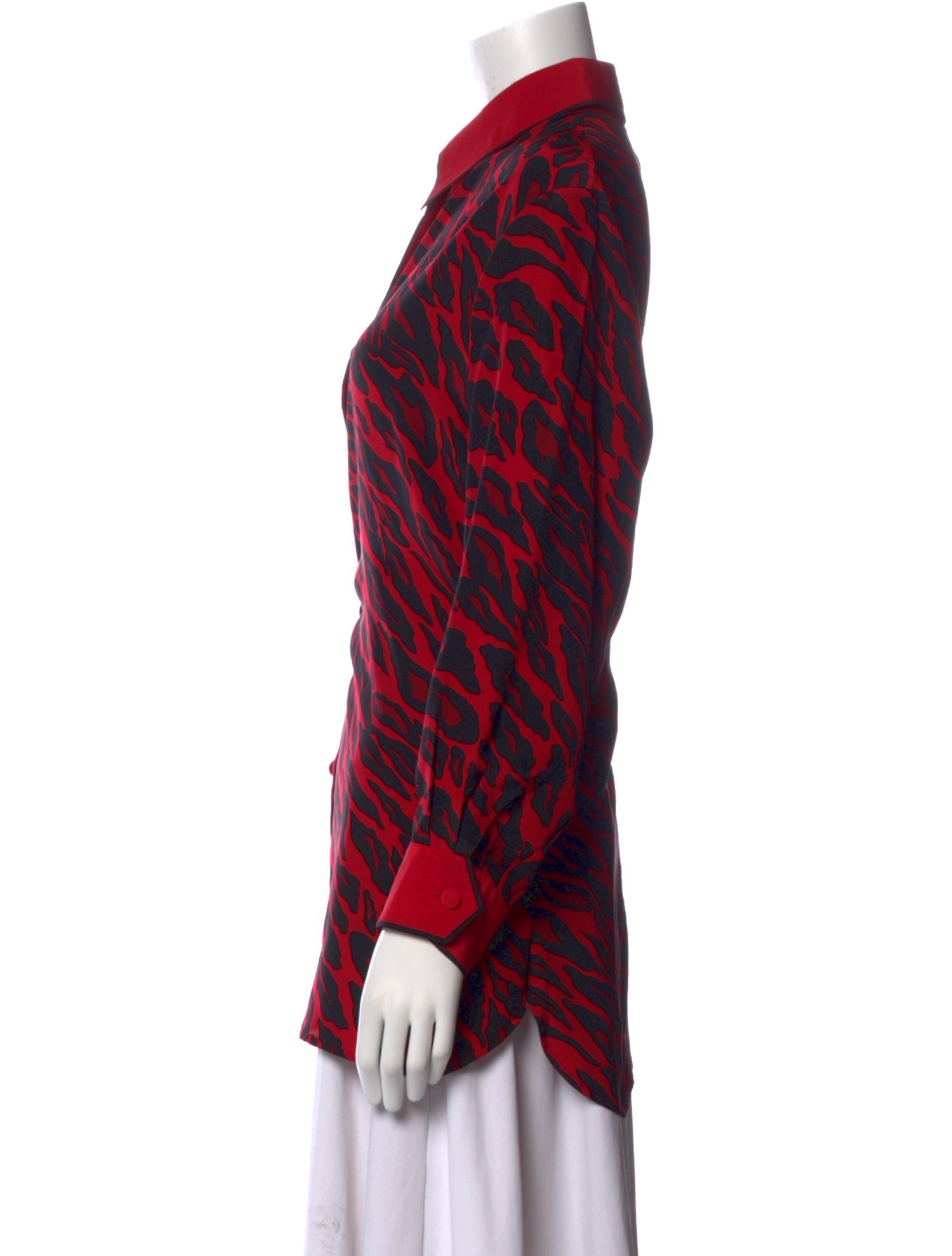 Bob Mackie Silk Printed Button-Up Top