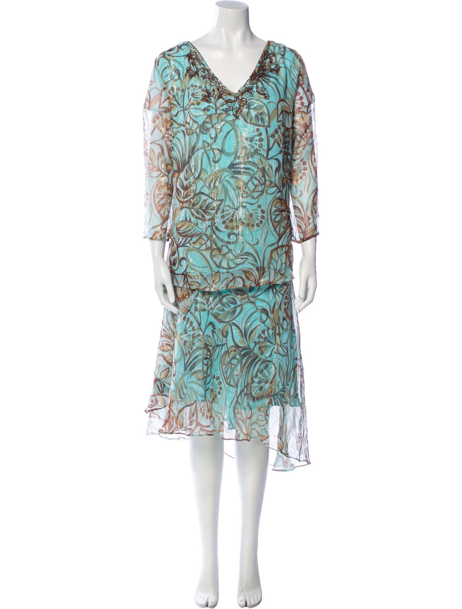 Bob Mackie Silk Printed Skirt Set