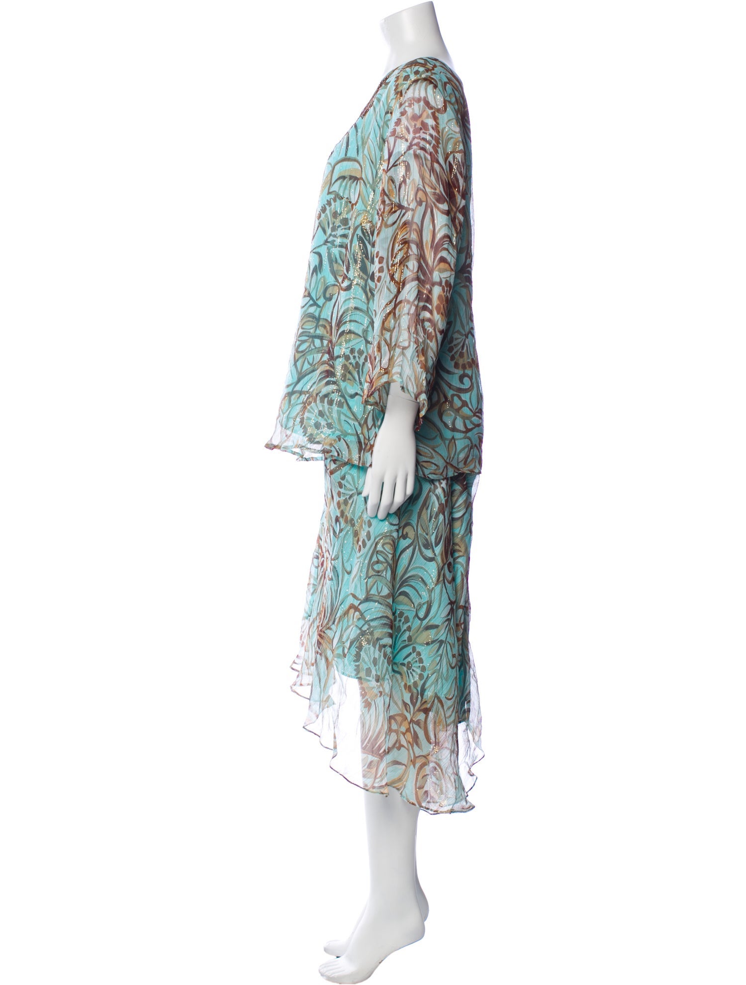 Bob Mackie Silk Printed Skirt Set