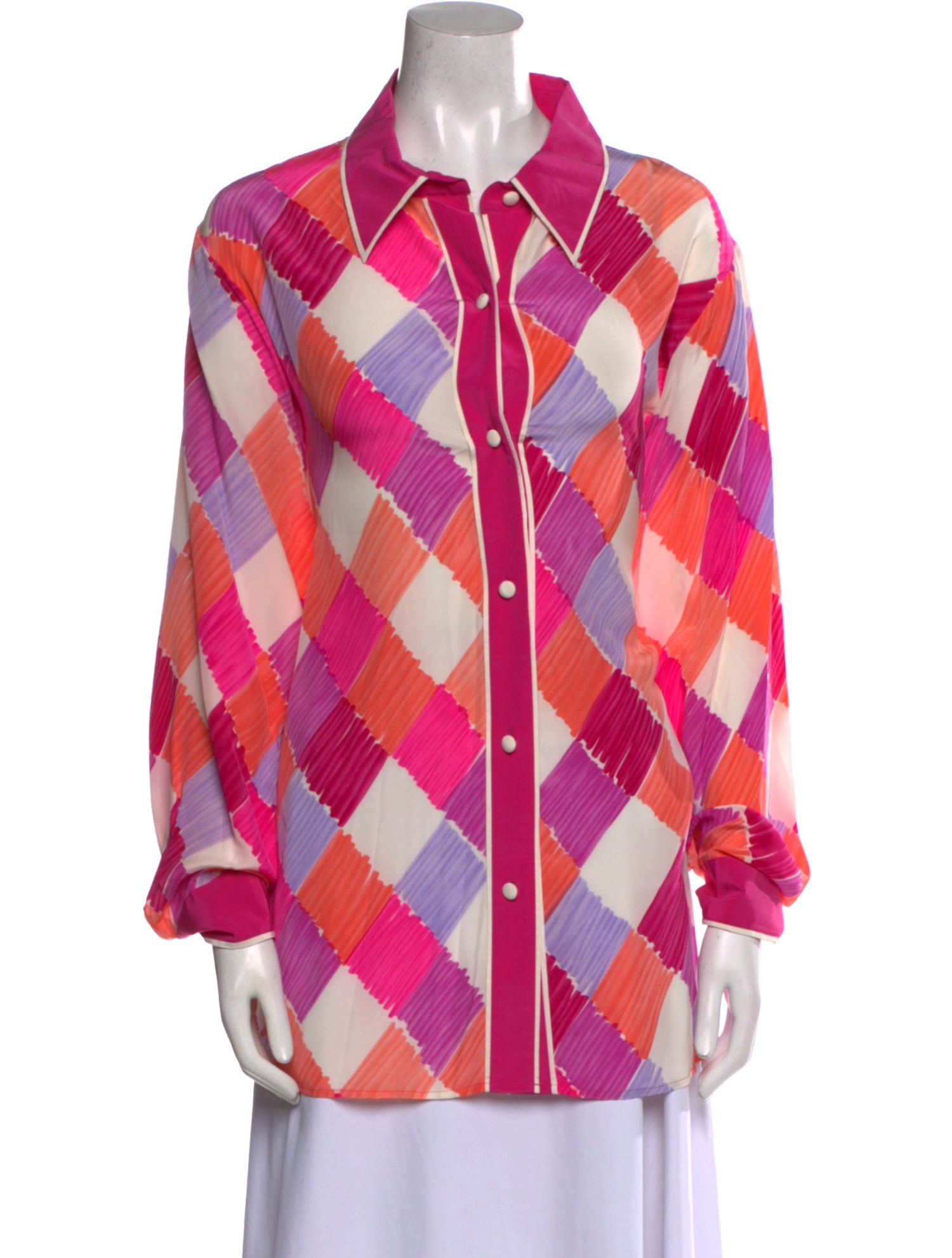 Bob Mackie Silk Plaid Print Tunic