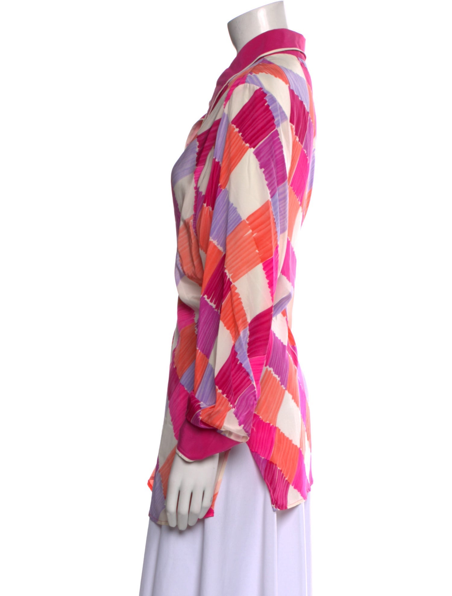 Bob Mackie Silk Plaid Print Tunic